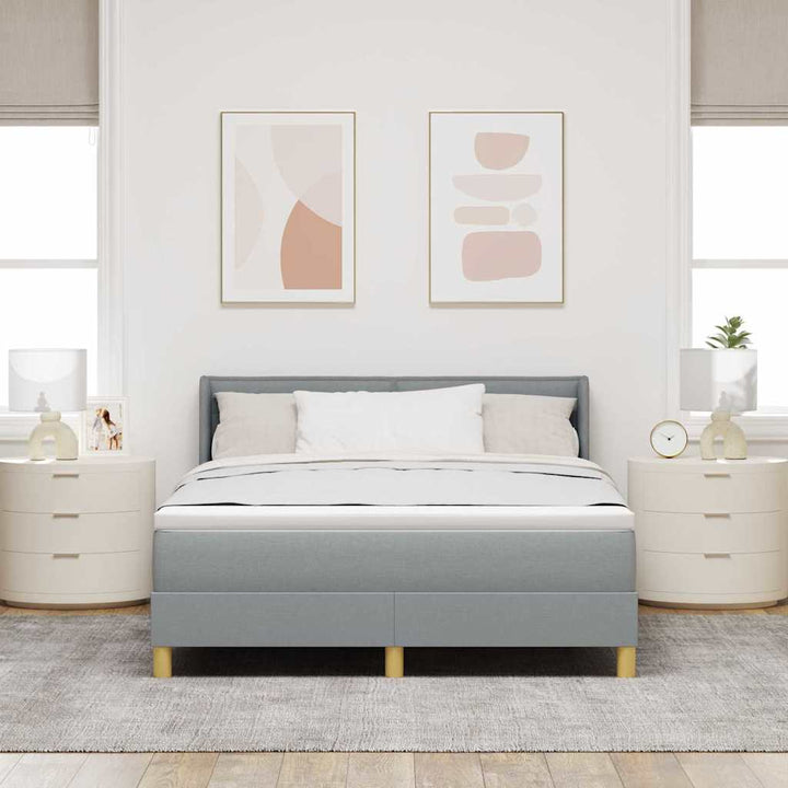 Box spring seng med madras Lysegrå 200 x 140 cm Stof