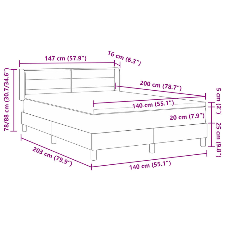 Box spring seng med madras Mørk Brun 200 x 140 cm Stof