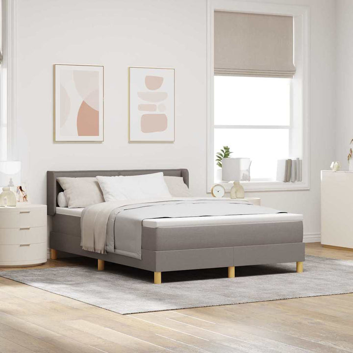 Box spring seng med madras Gråbrun 200 x 140 cm Stof