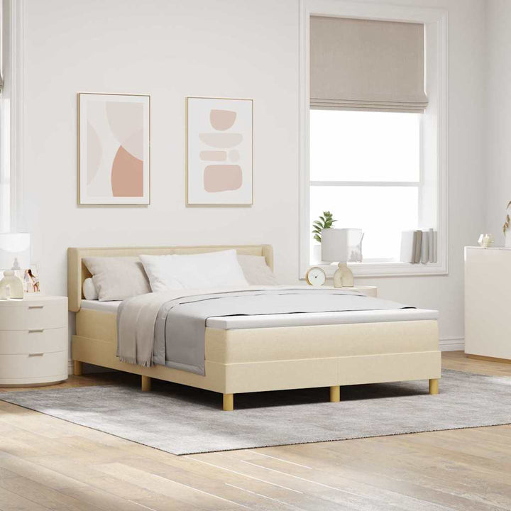 Box spring seng med madras Creme 200 x 140 cm Stof