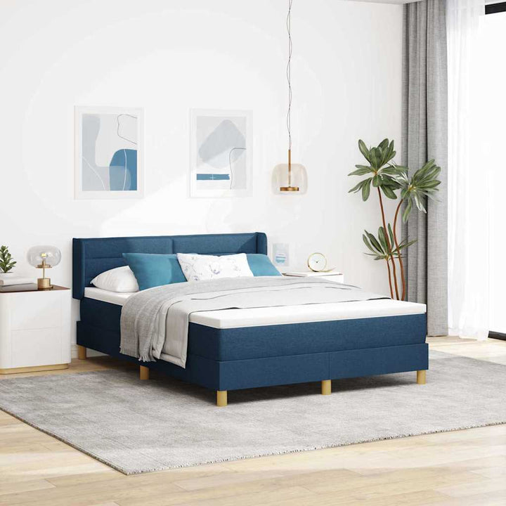 Box spring seng med madras med hovedgærde Blå 200 x 140 cm Stof