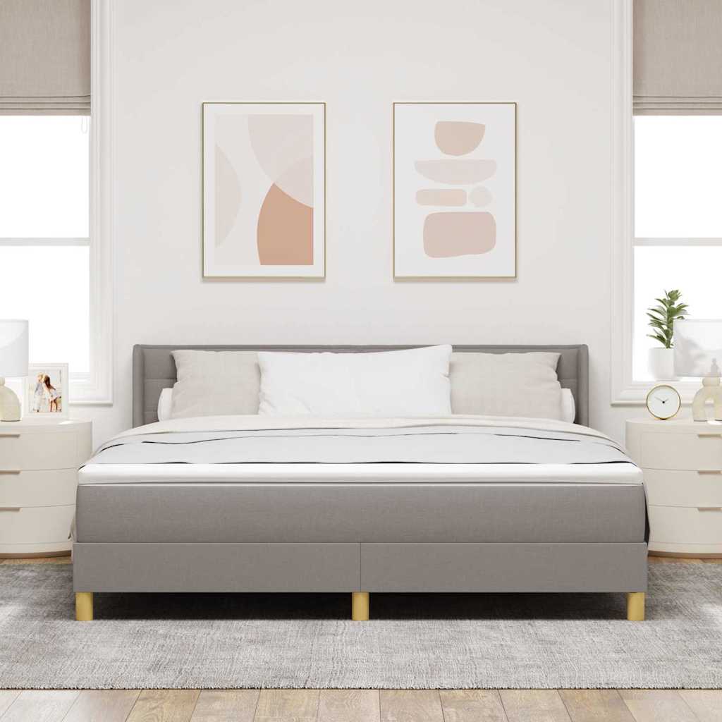 Box spring seng med hovedgærde Gråbrun 200 x 180 cm Stof