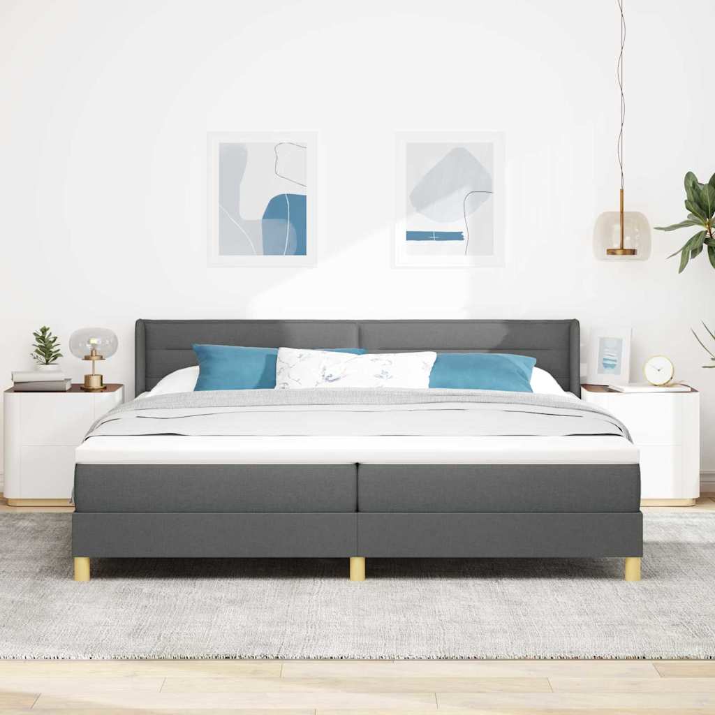 Box spring seng med madras Mørkegrå 200 x 200 cm Stof