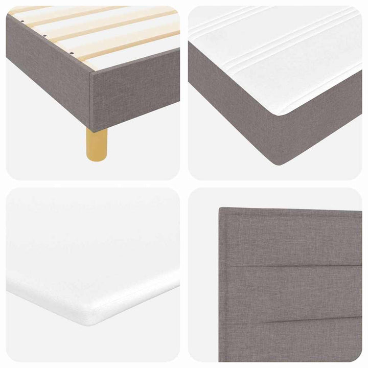 Box spring seng med hovedgærde Gråbrun 200 x 200 cm Stof