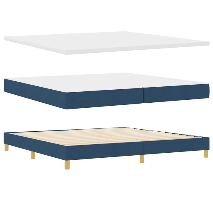 Box spring seng med madras med hovedgærde Blå 200 x 200 cm Stof