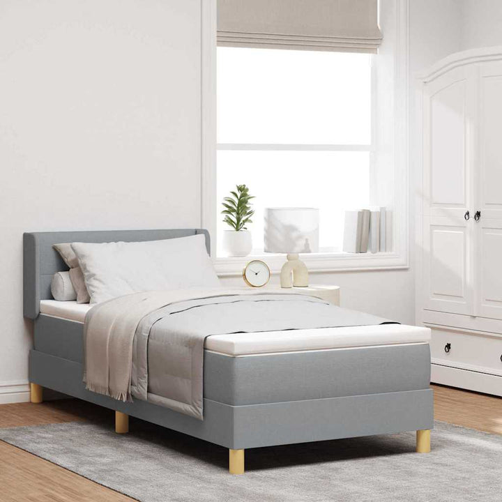 Box spring seng med hovedgærde Lysegrå 200 x 80 cm Stof