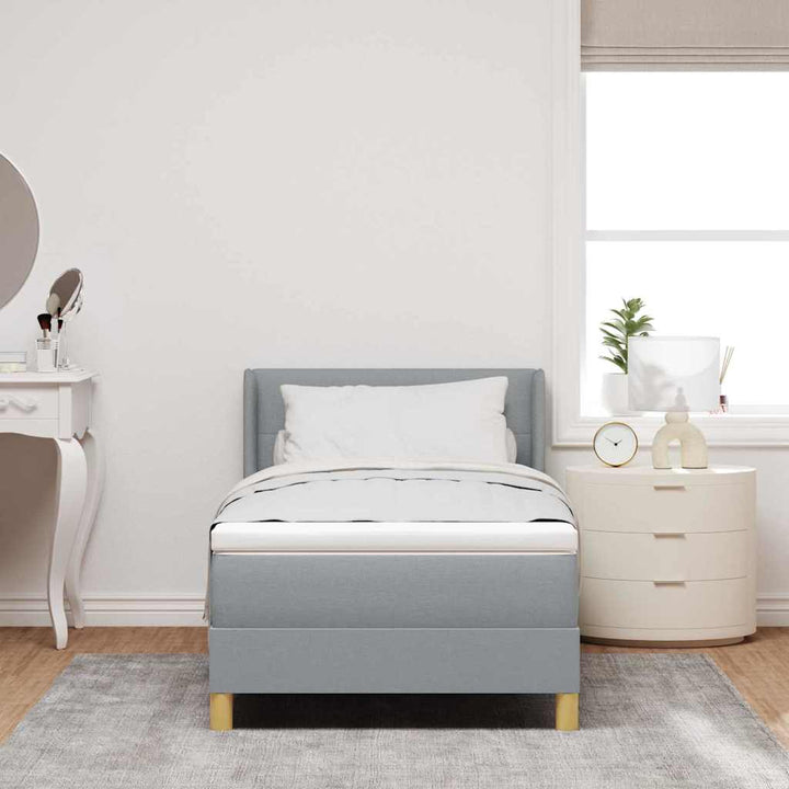 Box spring seng med hovedgærde Lysegrå 200 x 80 cm Stof