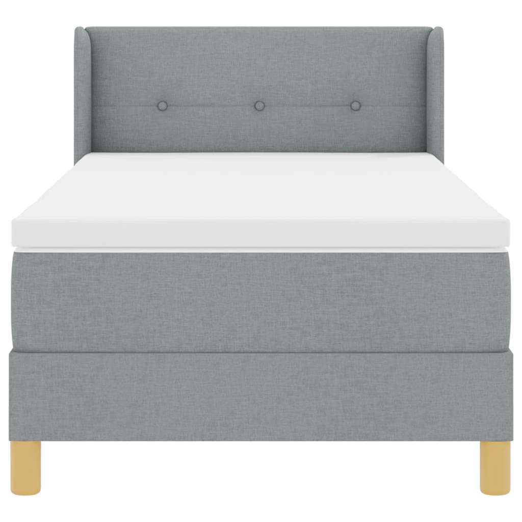 Box spring seng med hovedgærde Lysegrå 200 x 80 cm Stof