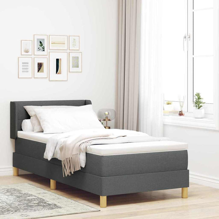 Box spring seng med hovedgærde Mørkegrå 200 x 80 cm Stof