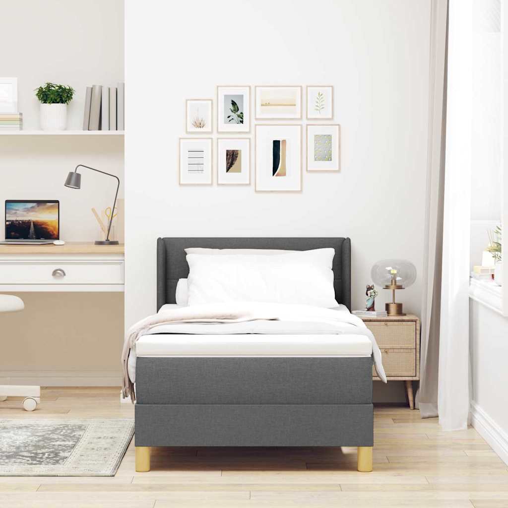 Box spring seng med hovedgærde Mørkegrå 200 x 80 cm Stof