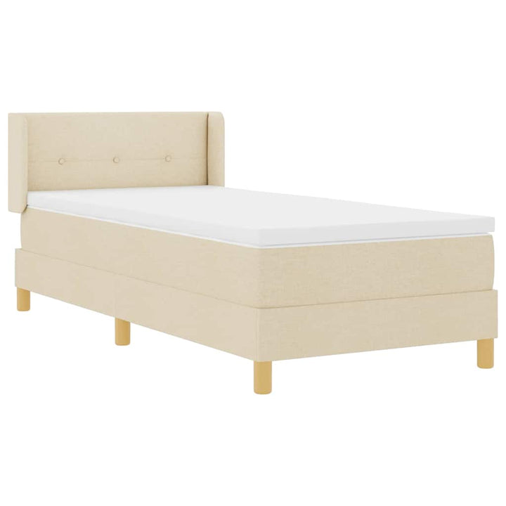 Box spring seng med hovedgærde Creme 190 x 90 cm Stof