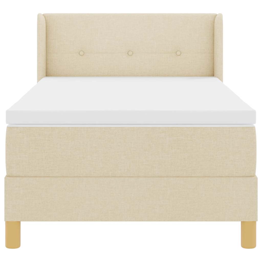 Box spring seng med hovedgærde Creme 190 x 90 cm Stof