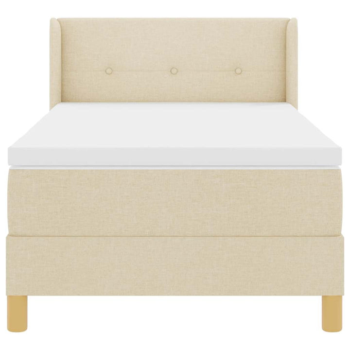 Box spring seng med hovedgærde Creme 190 x 90 cm Stof