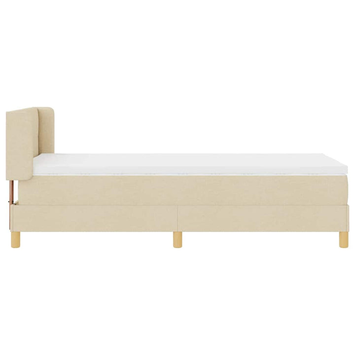Box spring seng med hovedgærde Creme 190 x 90 cm Stof