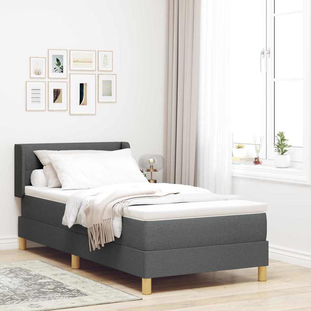 Box spring seng med hovedgærde Mørkegrå 200 x 100 cm Stof