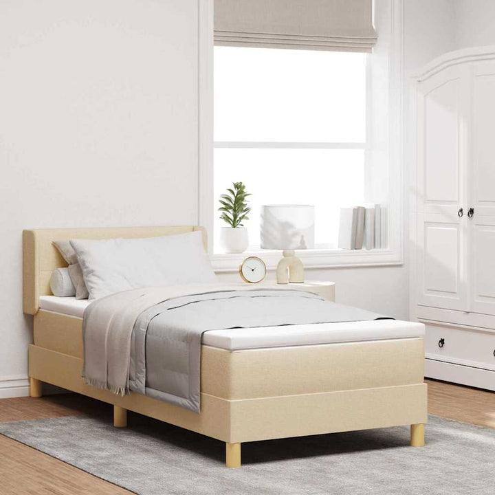 Box spring seng med hovedgærde Creme 200 x 100 cm Stof