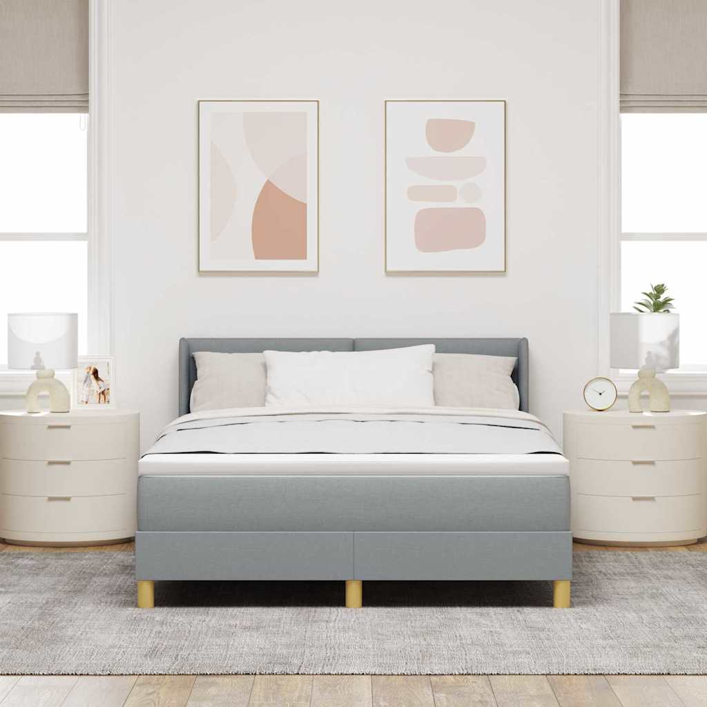 Box spring seng med madras Lysegrå 200 x 140 cm Stof