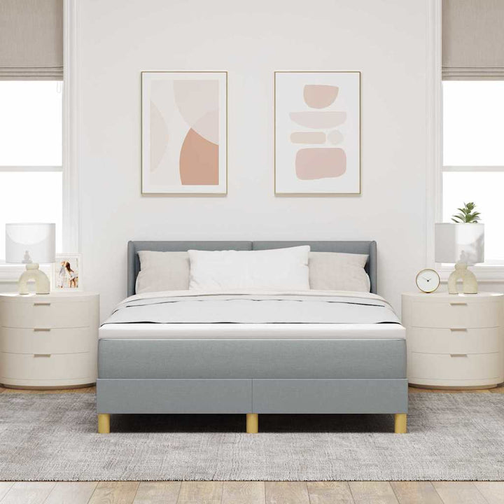 Box spring seng med madras Lysegrå 200 x 140 cm Stof
