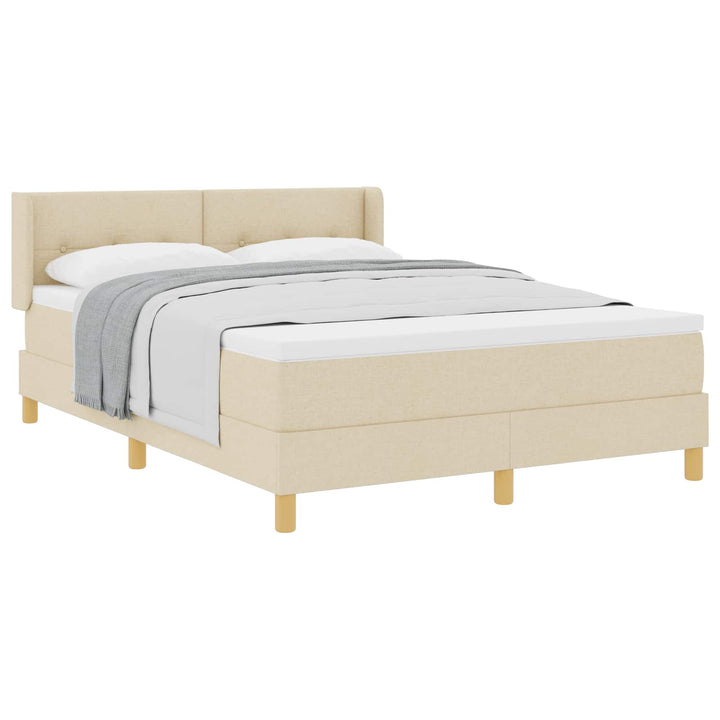 Box spring seng med pude med hovedgærde Creme 200 x 140 cm Stof