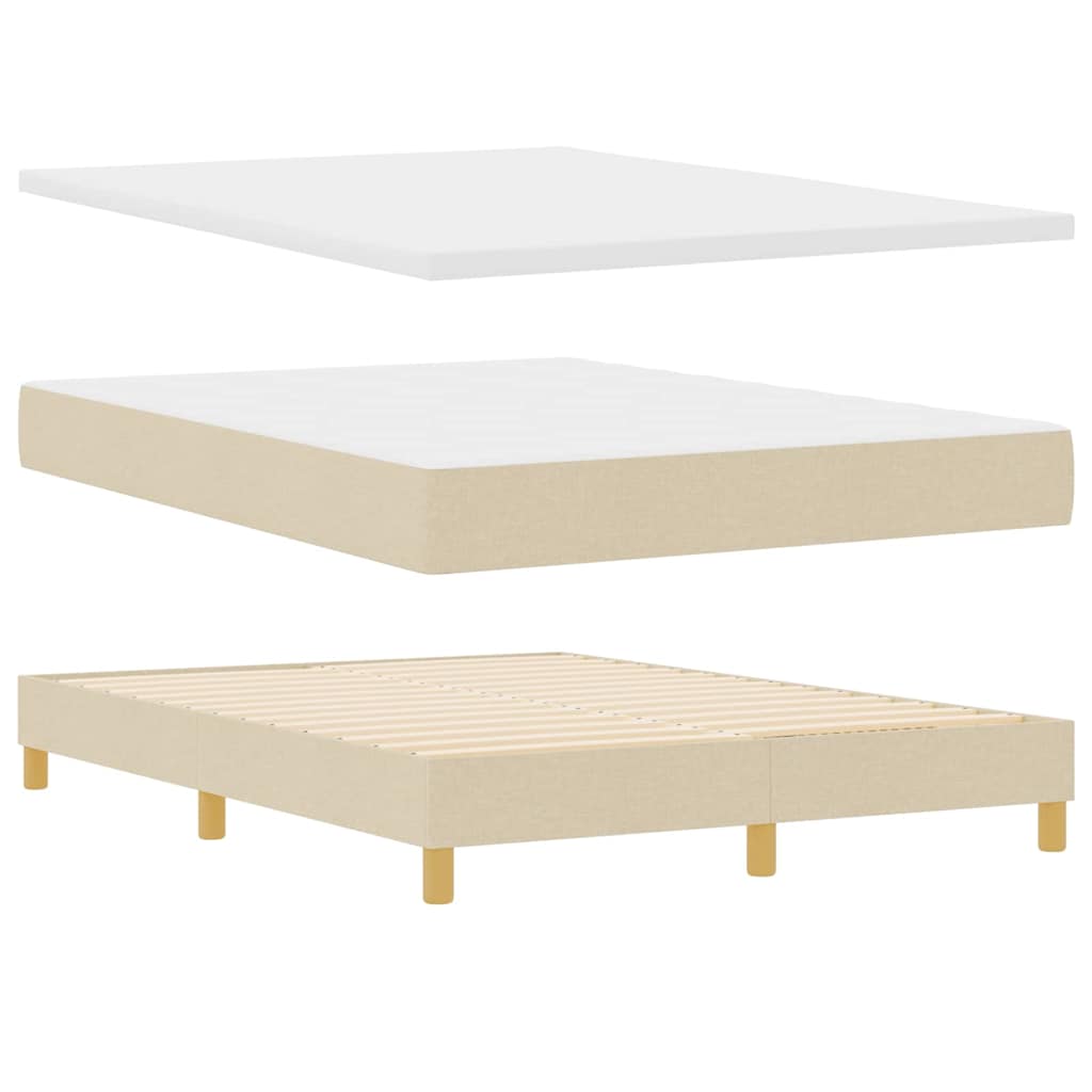 Box spring seng med pude med hovedgærde Creme 200 x 140 cm Stof