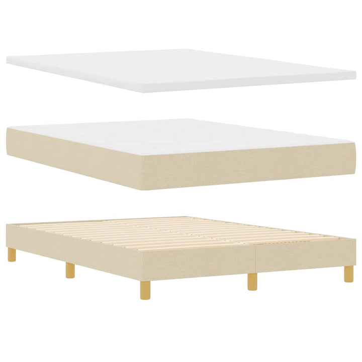 Box spring seng med pude med hovedgærde Creme 200 x 140 cm Stof