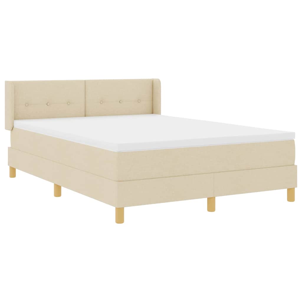 Box spring seng med pude med hovedgærde Creme 200 x 140 cm Stof
