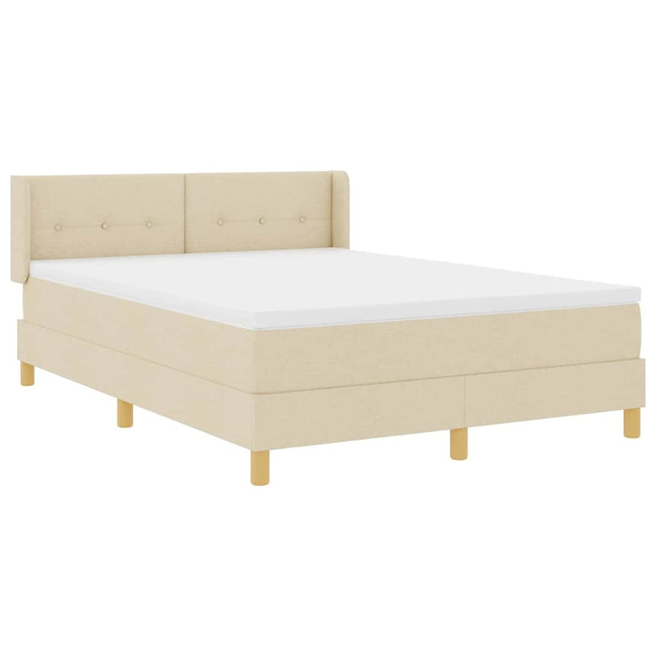 Box spring seng med pude med hovedgærde Creme 200 x 140 cm Stof