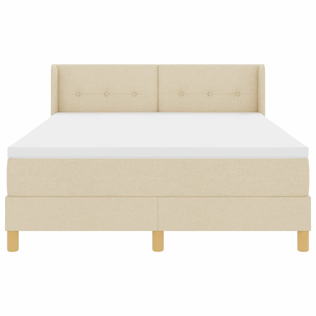 Box spring seng med pude med hovedgærde Creme 200 x 140 cm Stof