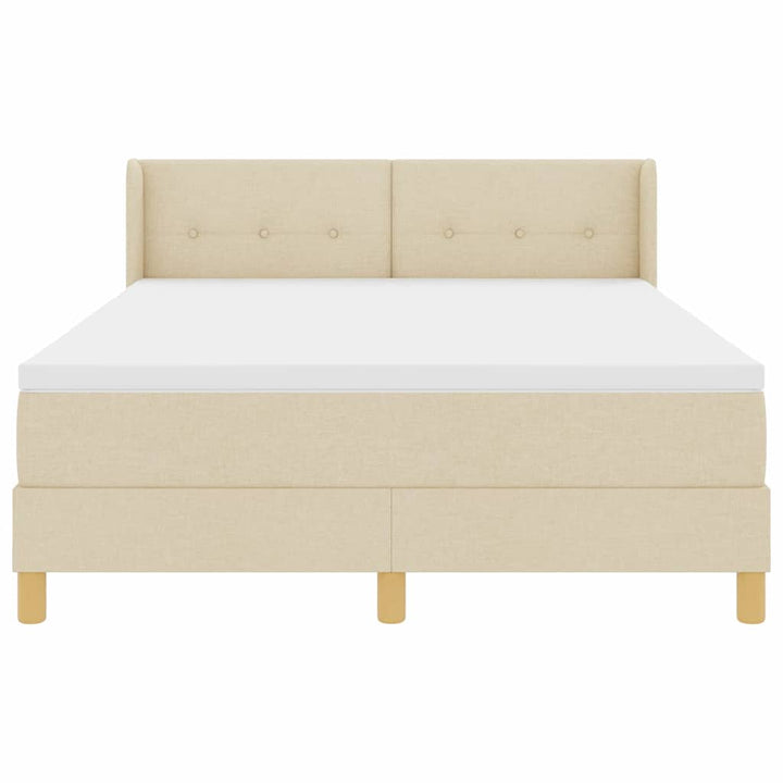 Box spring seng med pude med hovedgærde Creme 200 x 140 cm Stof