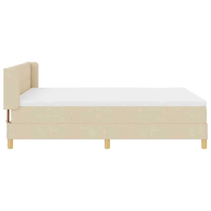 Box spring seng med pude med hovedgærde Creme 200 x 140 cm Stof