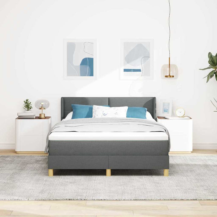 Box spring seng med madras Mørkegrå 200 x 160 cm Stof