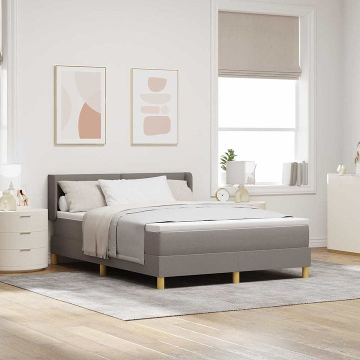 Box spring seng med hovedgærde Gråbrun 200 x 160 cm Stof