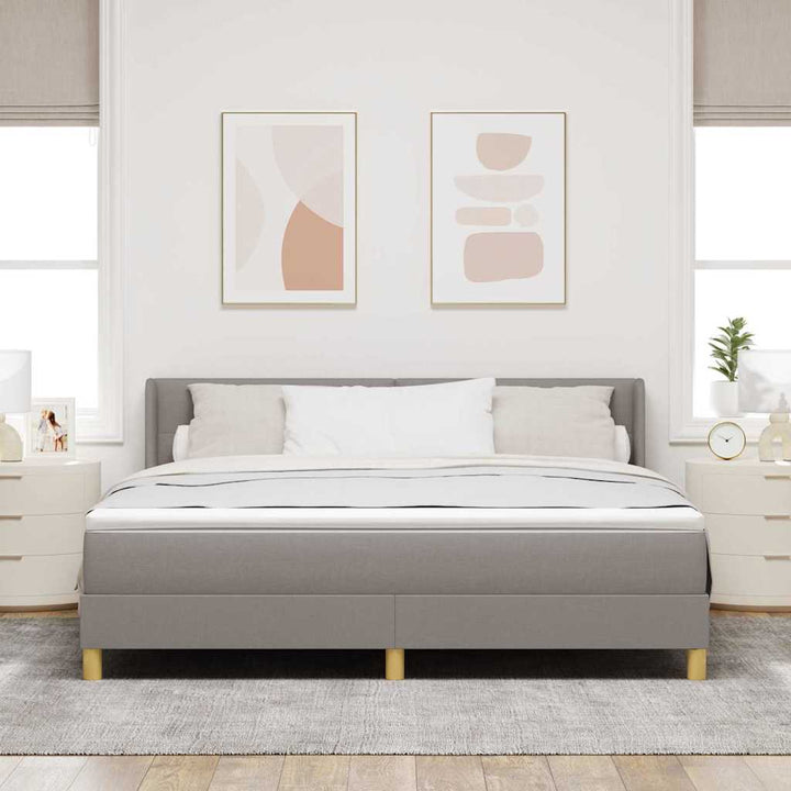 Box spring seng med hovedgærde Gråbrun 200 x 180 cm Stof