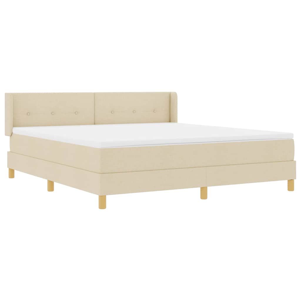 Box spring seng med hovedgærde Creme 200 x 180 cm Stof