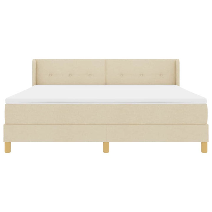 Box spring seng med hovedgærde Creme 200 x 180 cm Stof