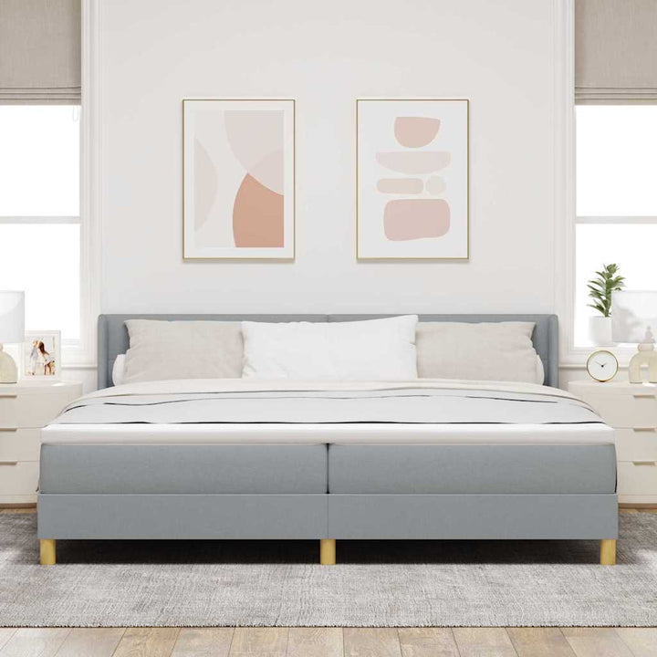 Box spring seng med hovedgærde Lysegrå 200 x 200 cm Stof
