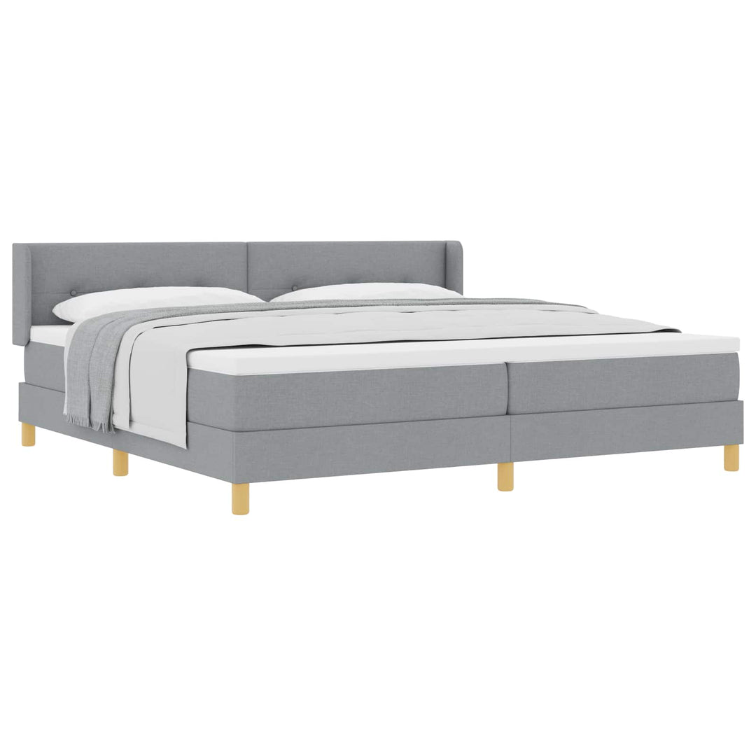 Box spring seng med hovedgærde Lysegrå 200 x 200 cm Stof