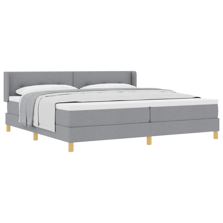 Box spring seng med hovedgærde Lysegrå 200 x 200 cm Stof
