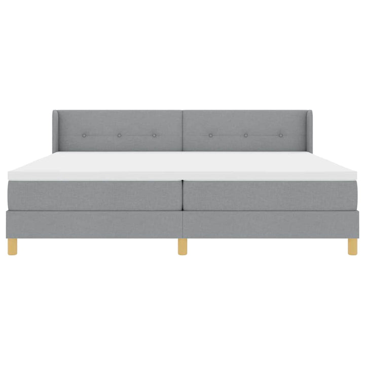 Box spring seng med hovedgærde Lysegrå 200 x 200 cm Stof