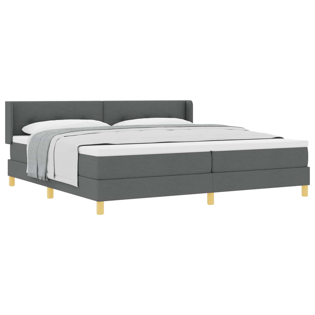 Box spring seng med hovedgærde Mørkegrå 200 x 200 cm Stof