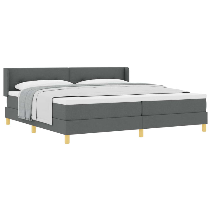 Box spring seng med hovedgærde Mørkegrå 200 x 200 cm Stof