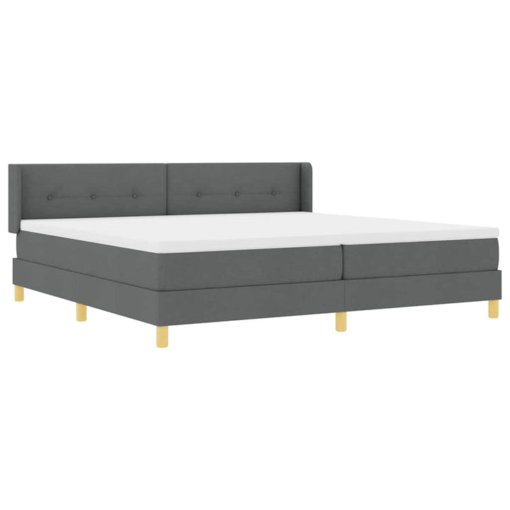 Box spring seng med hovedgærde Mørkegrå 200 x 200 cm Stof