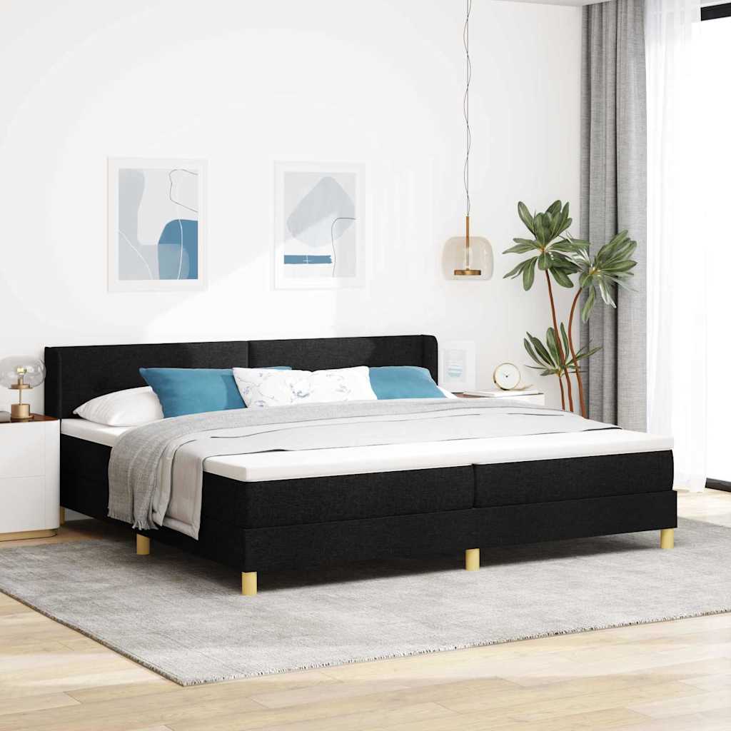 Box spring seng med hovedgærde Sort 200 x 200 cm Stof