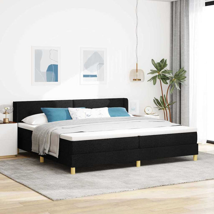 Box spring seng med hovedgærde Sort 200 x 200 cm Stof