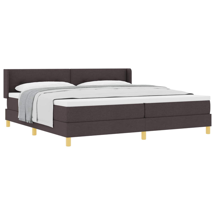 Box spring seng med hovedgærde Mørk Brun 200 x 200 cm Stof