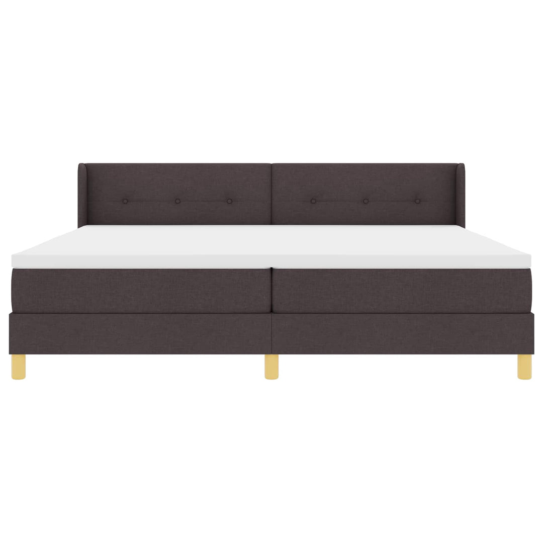 Box spring seng med hovedgærde Mørk Brun 200 x 200 cm Stof