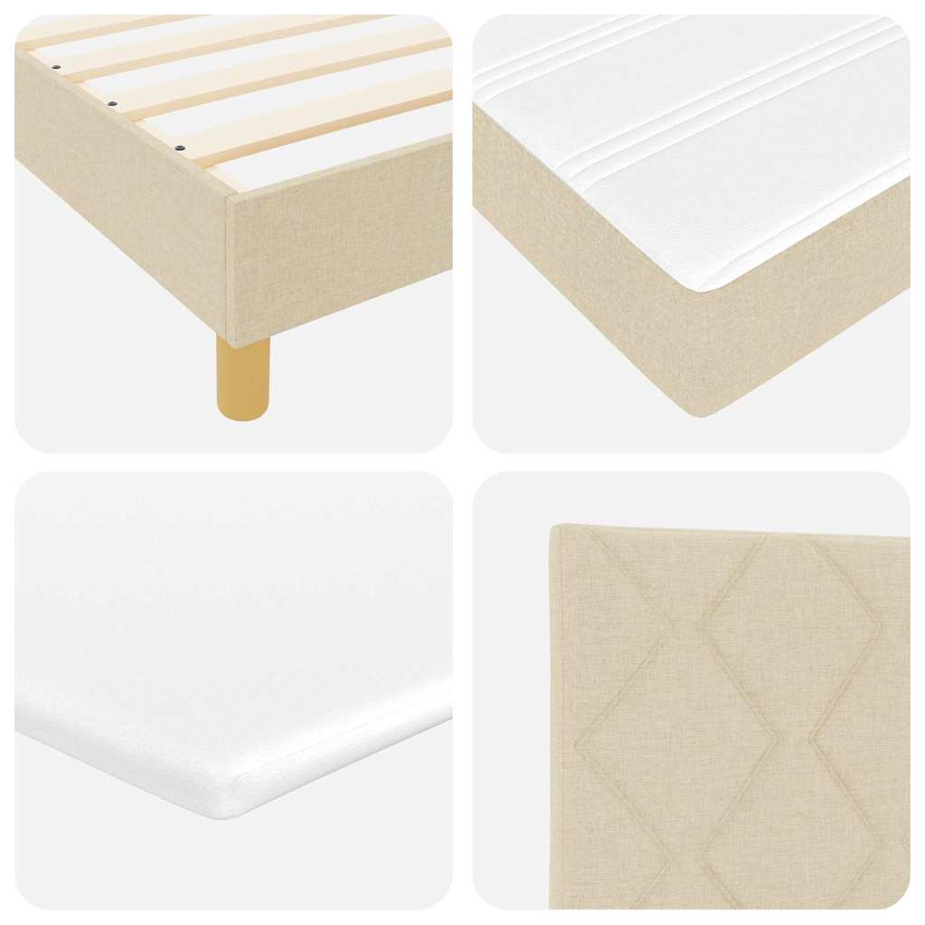 Box spring seng med hovedgærde Creme 200 x 200 cm Stof