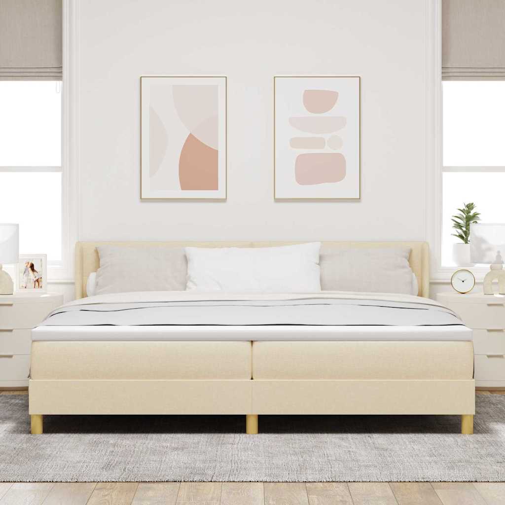 Box spring seng med hovedgærde Creme 200 x 200 cm Stof