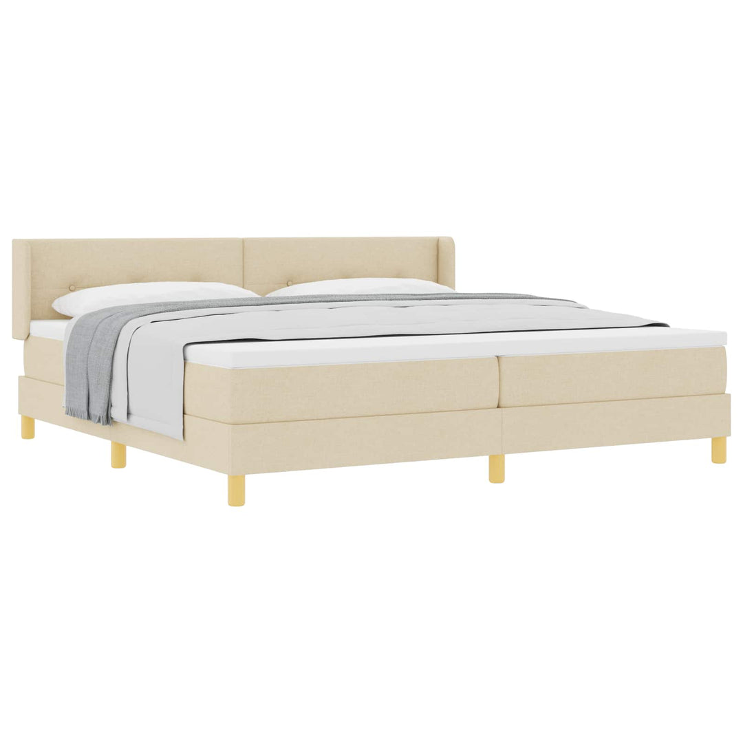 Box spring seng med hovedgærde Creme 200 x 200 cm Stof