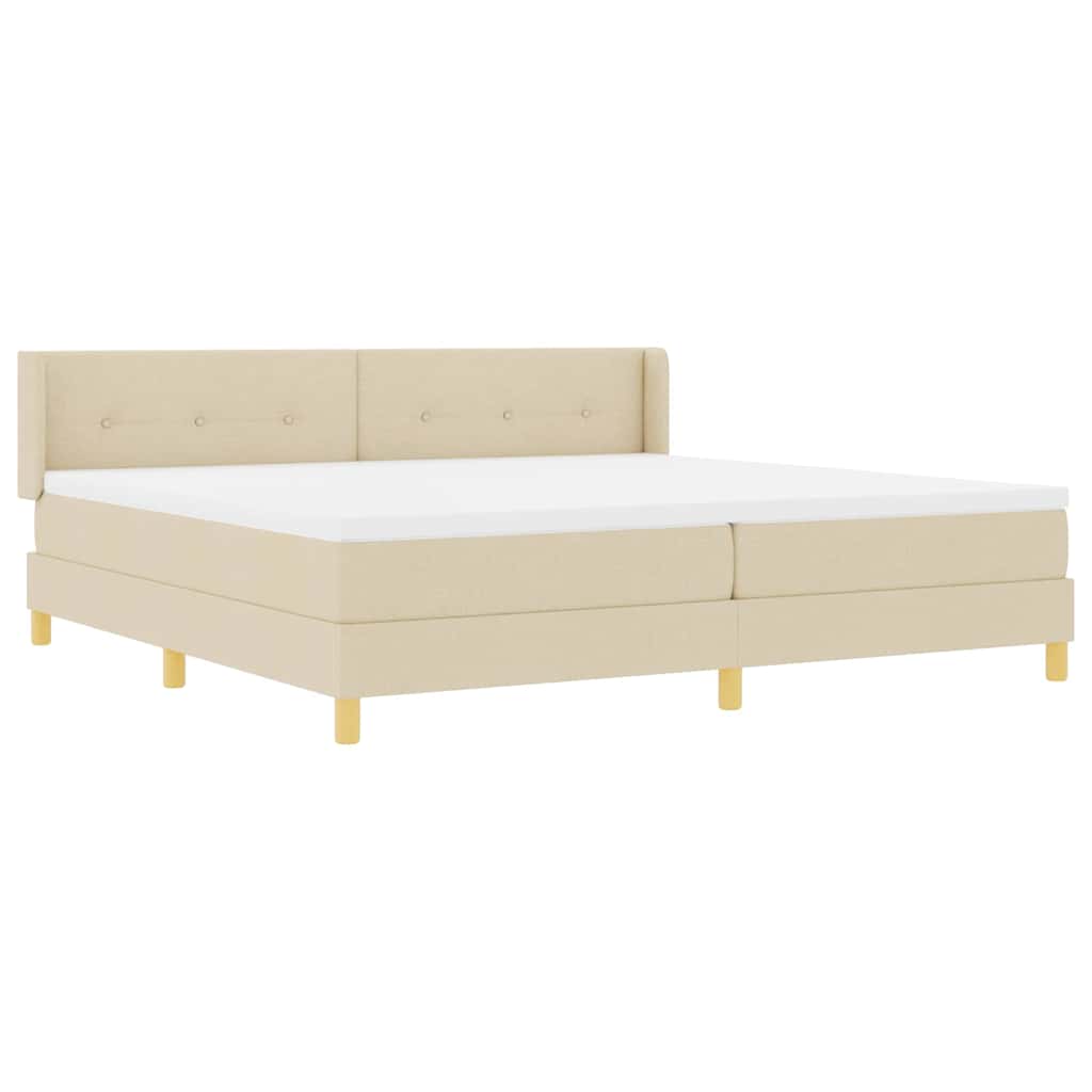 Box spring seng med hovedgærde Creme 200 x 200 cm Stof